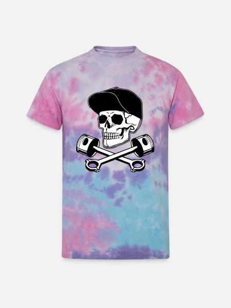 Skull & Pistons - Unisex Tie Dye T-Shirt - cotton candy
