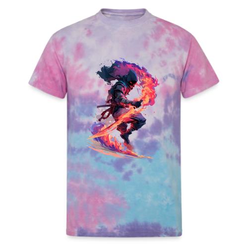 Flaming Ninja Warrior Fantasy Design - Unisex Tie Dye T-Shirt