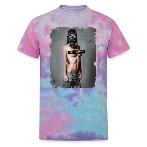 nude girl with gas mask - i will survive - Unisex Tie Dye T-Shirt