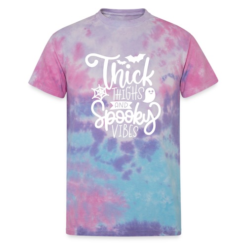 Thick Thighs and Spooky Vibes Halloween T Shirt - Unisex Tie Dye T-Shirt