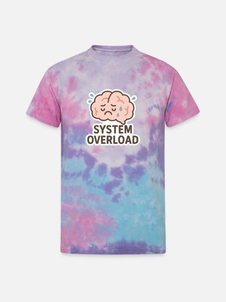 System Overload Brain Illustration - Unisex Tie Dye T-Shirt - cotton candy