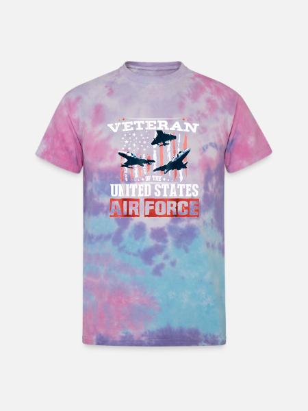 USAF Veteran Pride Art - Unisex Tie Dye T-Shirt - cotton candy