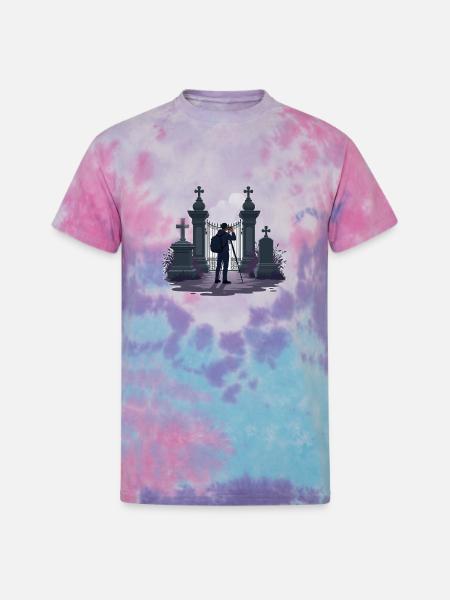 Gothic Cemetery Gate Photographer - Unisex Tie Dye T-Shirt - cotton candy