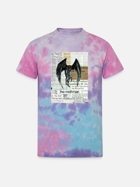 Mothman Newspaper Collage - Unisex Tie Dye T-Shirt - cotton candy