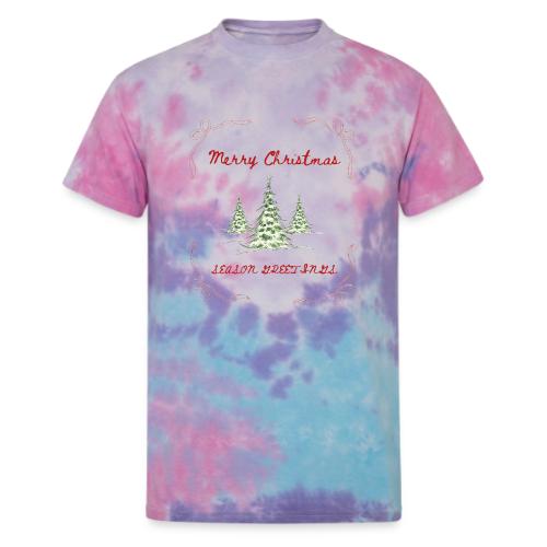 Beautiful Green Christmas Tree Graphic - Unisex Tie Dye T-Shirt