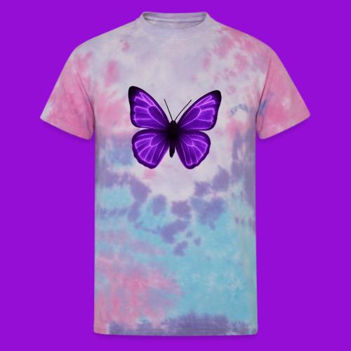 Neon Purple Butterfly - Unisex Tie Dye T-Shirt