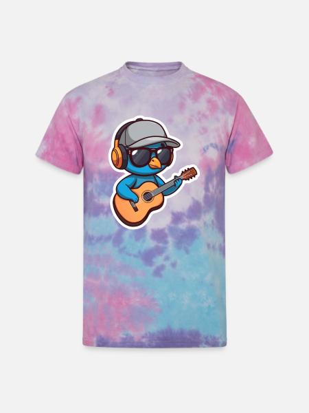 Cute Peacock Guitar Mascot Sticker - Unisex Tie Dye T-Shirt - cotton candy