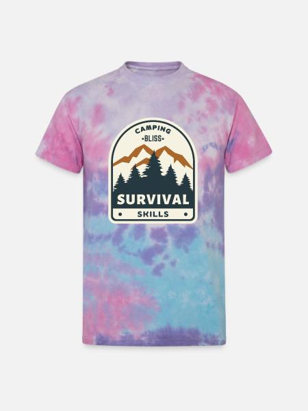 Camping Bliss Survival Skills - Unisex Tie Dye T-Shirt - cotton candy