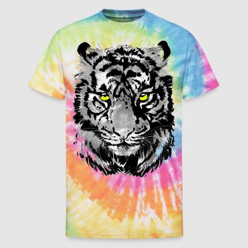 Gray Tiger Head Drawing - Black and white Tiger - Unisex Tie Dye T-Shirt
