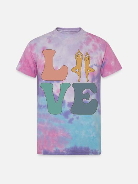 LOVE Yoga Yogi - Unisex Tie Dye T-Shirt - cotton candy