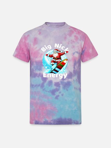 Big Nick Energy,Retro Santa - Unisex Tie Dye T-Shirt - cotton candy