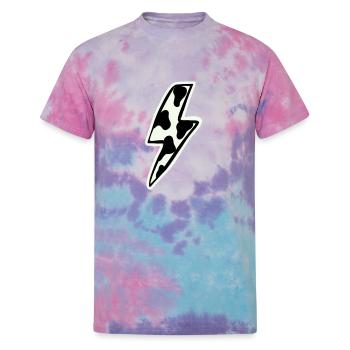 Cow print lightning bolt - Unisex Tie Dye T-Shirt - cotton candy - Front