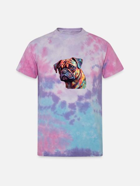 Pug Polygon - Unisex Tie Dye T-Shirt - cotton candy