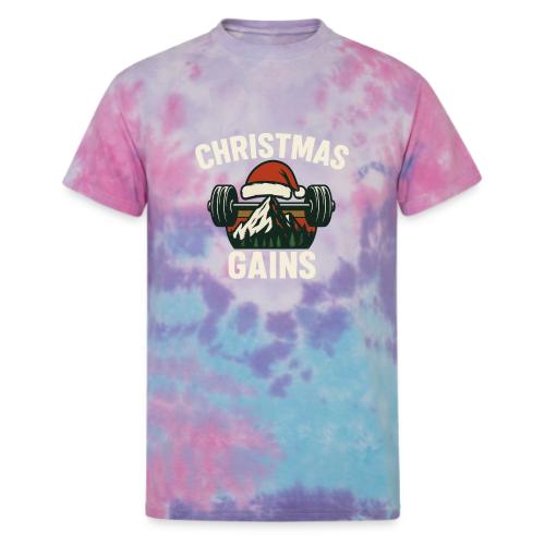 Christmas Gains – Santa Barbell Power - Unisex Tie Dye T-Shirt