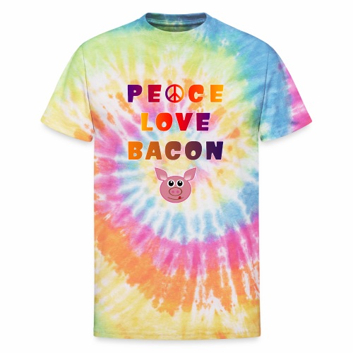 Peace Love Bacon Piggy Low Carb Food Lover Foodie. - Unisex Tie Dye T-Shirt