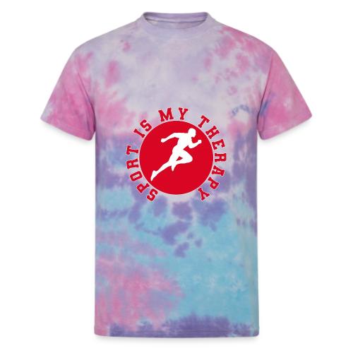 Sport Is My Therapy – Running Motivation Badge - Unisex Tie Dye T-Shirt