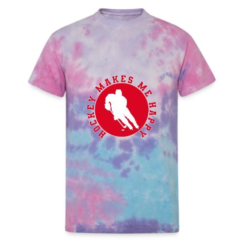 Hockey Makes Me Happy – Ice Hockey Fan Emblem - Unisex Tie Dye T-Shirt