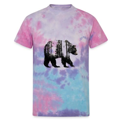 Evergreen Bear Silhouette - Unisex Tie Dye T-Shirt