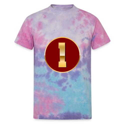 Number 1 in Gold Varsity Font - Unisex Tie Dye T-Shirt