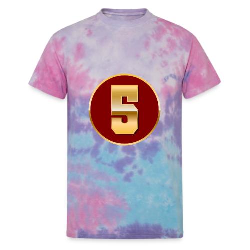 Number 5 in Gold Varsity Font - Unisex Tie Dye T-Shirt