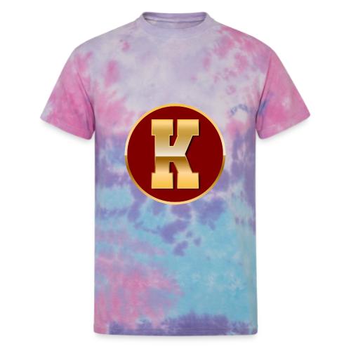 Letter K – Capital Varsity Alphabet Monogram - Unisex Tie Dye T-Shirt