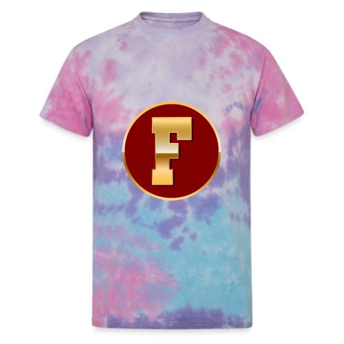 Letter F – Capital Varsity Alphabet Monogram - Unisex Tie Dye T-Shirt