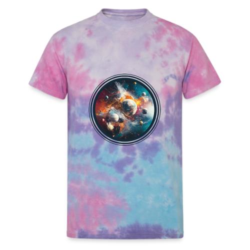 Planets in Acrylic Dreams - Unisex Tie Dye T-Shirt