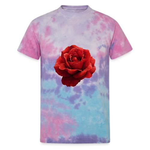 Rose: Crimson Dew Bloom - Unisex Tie Dye T-Shirt