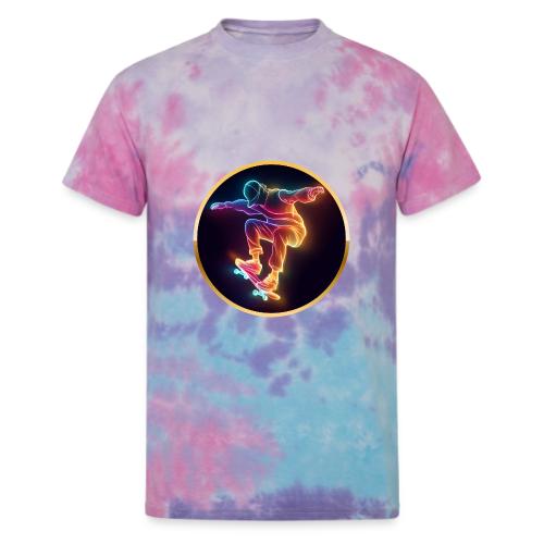 Skateboarding: Midnight Neon Skater - Unisex Tie Dye T-Shirt