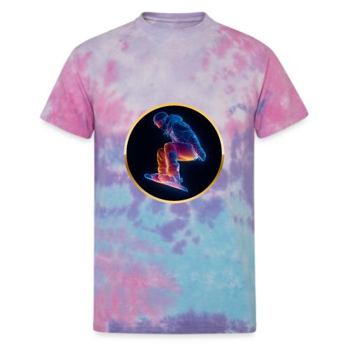 Snowboarding: Arctic Neon Leap - Unisex Tie Dye T-Shirt