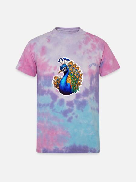 Peacock Bird - Unisex Tie Dye T-Shirt - cotton candy