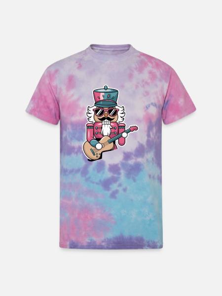 Nutcracker Playing Guitar - Unisex Tie Dye T-Shirt - cotton candy