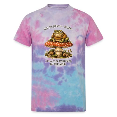 Frog Consumed by Moss Cottagecore Aesthetic - Unisex Tie Dye T-Shirt