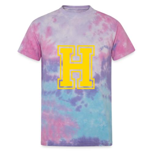 Letter H – Capital Athletic Alphabet Monogram - Unisex Tie Dye T-Shirt