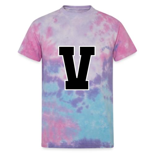 Varsity Letter V Athletic Alphabet Graphic - Unisex Tie Dye T-Shirt