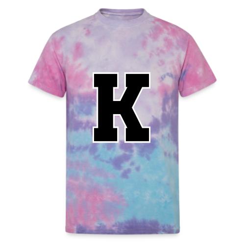 Varsity Letter K Collegiate Font Design - Unisex Tie Dye T-Shirt