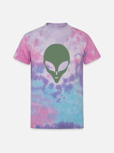Alien Silhouette Head Face - Unisex Tie Dye T-Shirt - cotton candy
