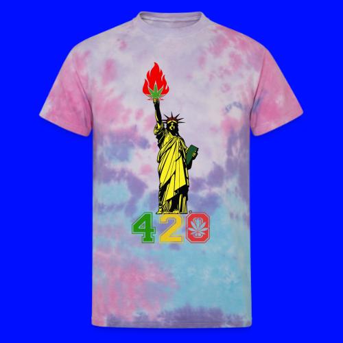 Humoristic 420 Liberty Herb Weed Marijuana Design - Unisex Tie Dye T-Shirt