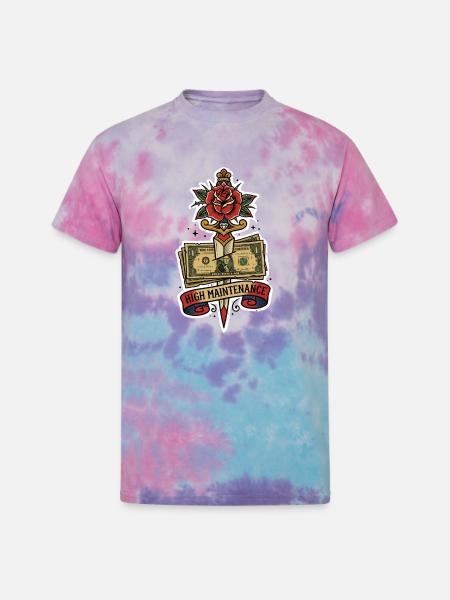 High Maintenance Rose Dollar Tattoo - Unisex Tie Dye T-Shirt - cotton candy