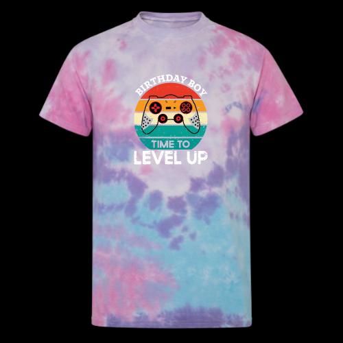 Birthday Boy: Time to Level Up! - Unisex Tie Dye T-Shirt