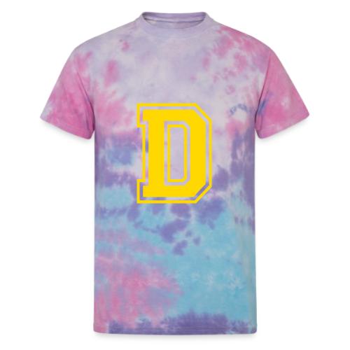 Letter D – Capital Athletic Alphabet Monogram - Unisex Tie Dye T-Shirt