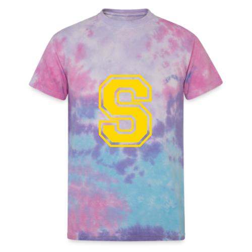 Letter S – Capital Athletic Alphabet Monogram - Unisex Tie Dye T-Shirt