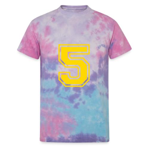 Number 5 in a classic athletic collegiate font - Unisex Tie Dye T-Shirt