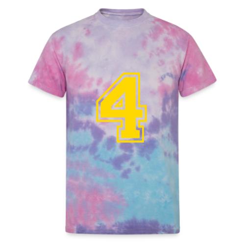 Number 4 in a classic athletic collegiate font - Unisex Tie Dye T-Shirt