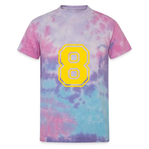 Number 8 in a classic athletic collegiate font - Unisex Tie Dye T-Shirt