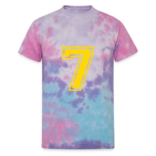 Number 7 in a classic athletic collegiate font - Unisex Tie Dye T-Shirt