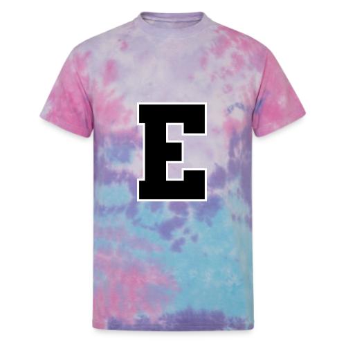 Varsity Letter E Collegiate Font Graphic - Unisex Tie Dye T-Shirt