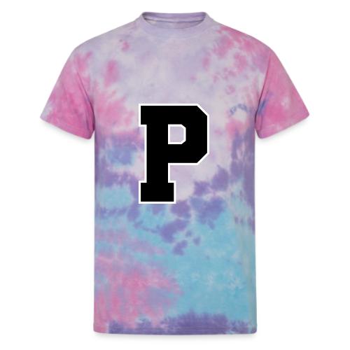 Varsity Letter P Athletic Alphabet Design - Unisex Tie Dye T-Shirt