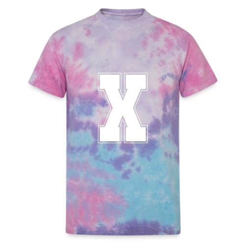 White Letter X – Varsity Alphabet Monogram - Unisex Tie Dye T-Shirt
