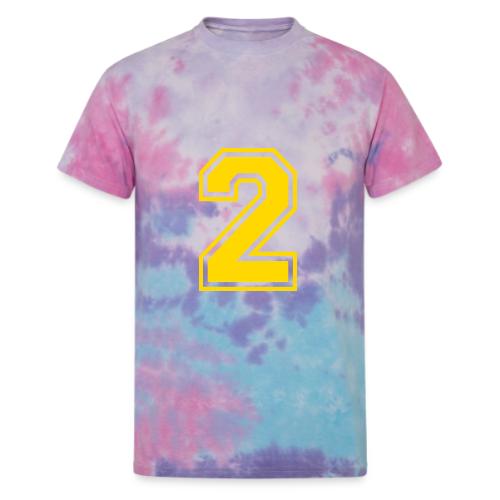 Number 2 in a classic athletic collegiate font - Unisex Tie Dye T-Shirt